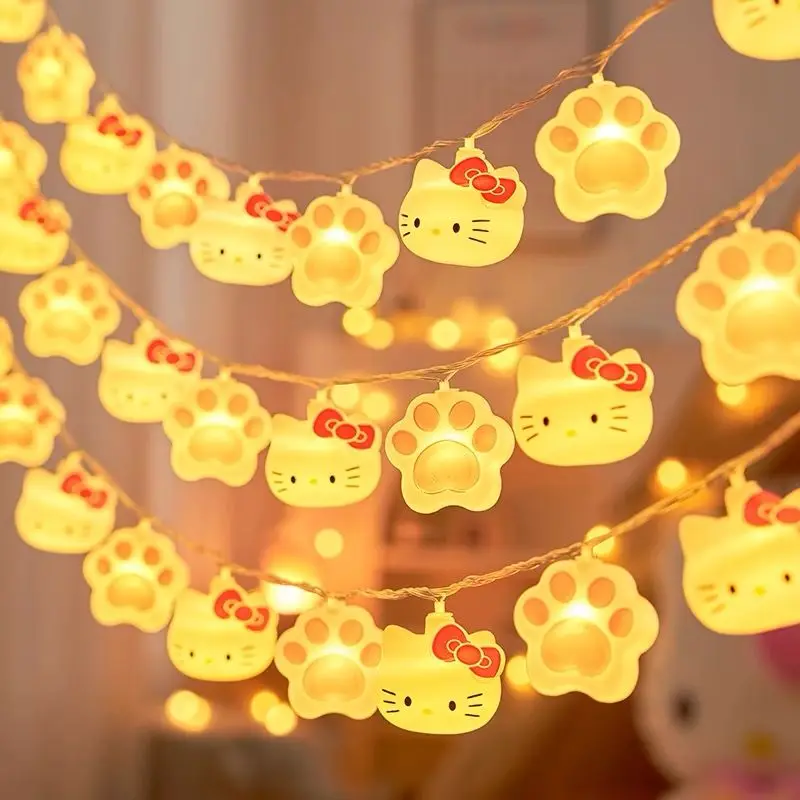

Kawaii Hello Kitty Colorful Lights Girl Heart Light String Christmas Room Decoration Atmosphere Lights Girl's Birthday Gift Toys