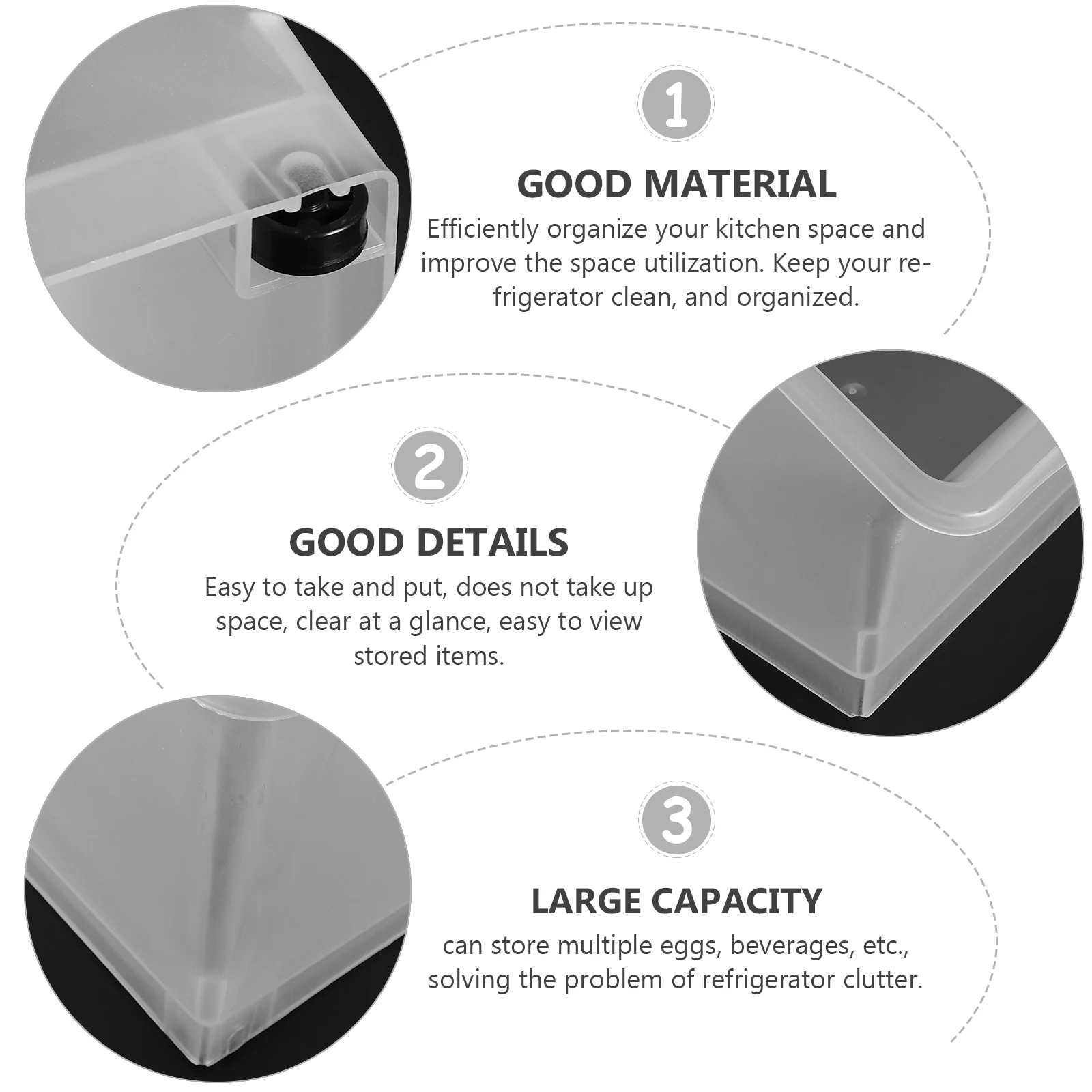 

Fridge Organizer Refrigerator Bin Egg Beverage Condiment Storage Container Stackable Space Saving Food Storage Box For Kitchen