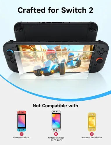 Protector de pantalla de vidrio templado para Nintendo Switch 2 2025, paquete de 2 duraderos protectores de vidrio mate antideslumbrantes con marco guía