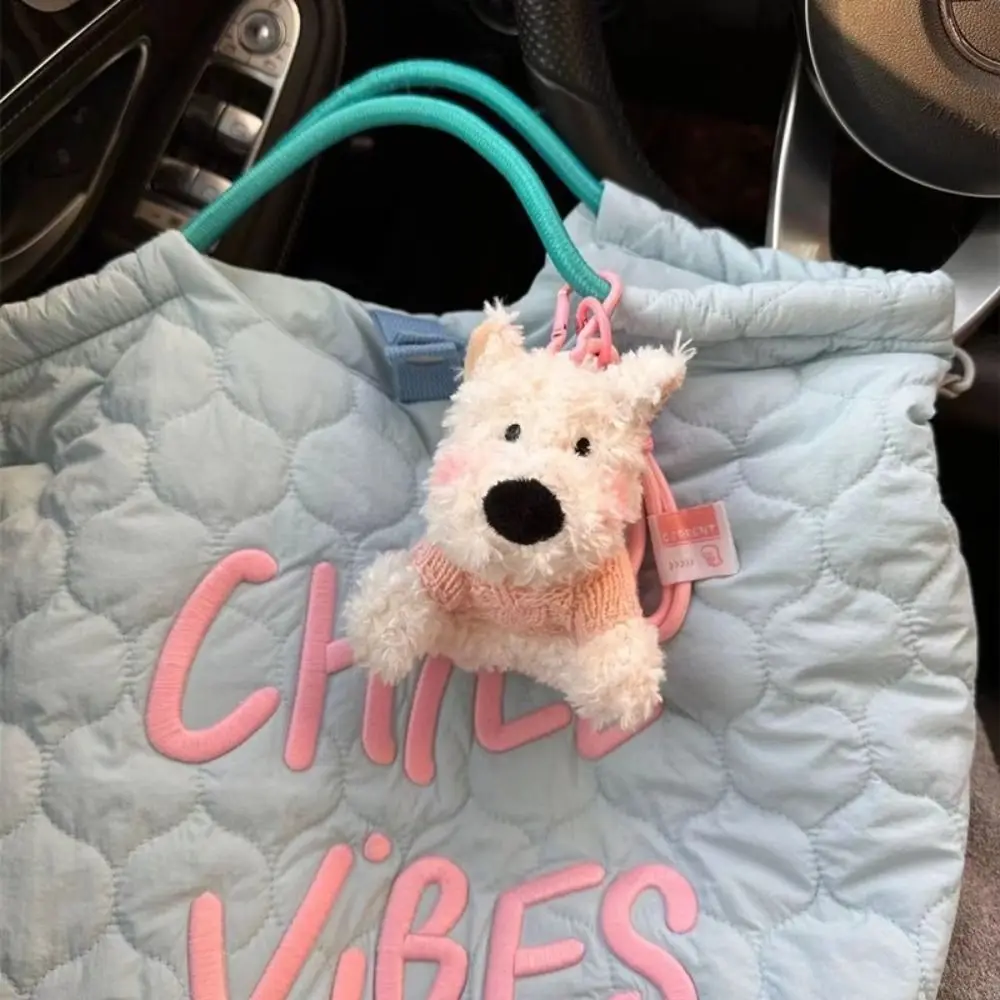 Pendentif de sac en peluche West Highland, animal de dessin animé, chiot en peluche, beurre, porte-clés mignon, anti-perte, décoration de pendentif de voiture