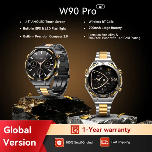 Imagen 1 del producto Blackview W90 Pro Smartwatch Pantalla AMOLED de 1,43"", llamadas Bluetooth, monitor de ritmo cardíaco, 900 mAh/20 días en espera, reloj inteligente para hombres