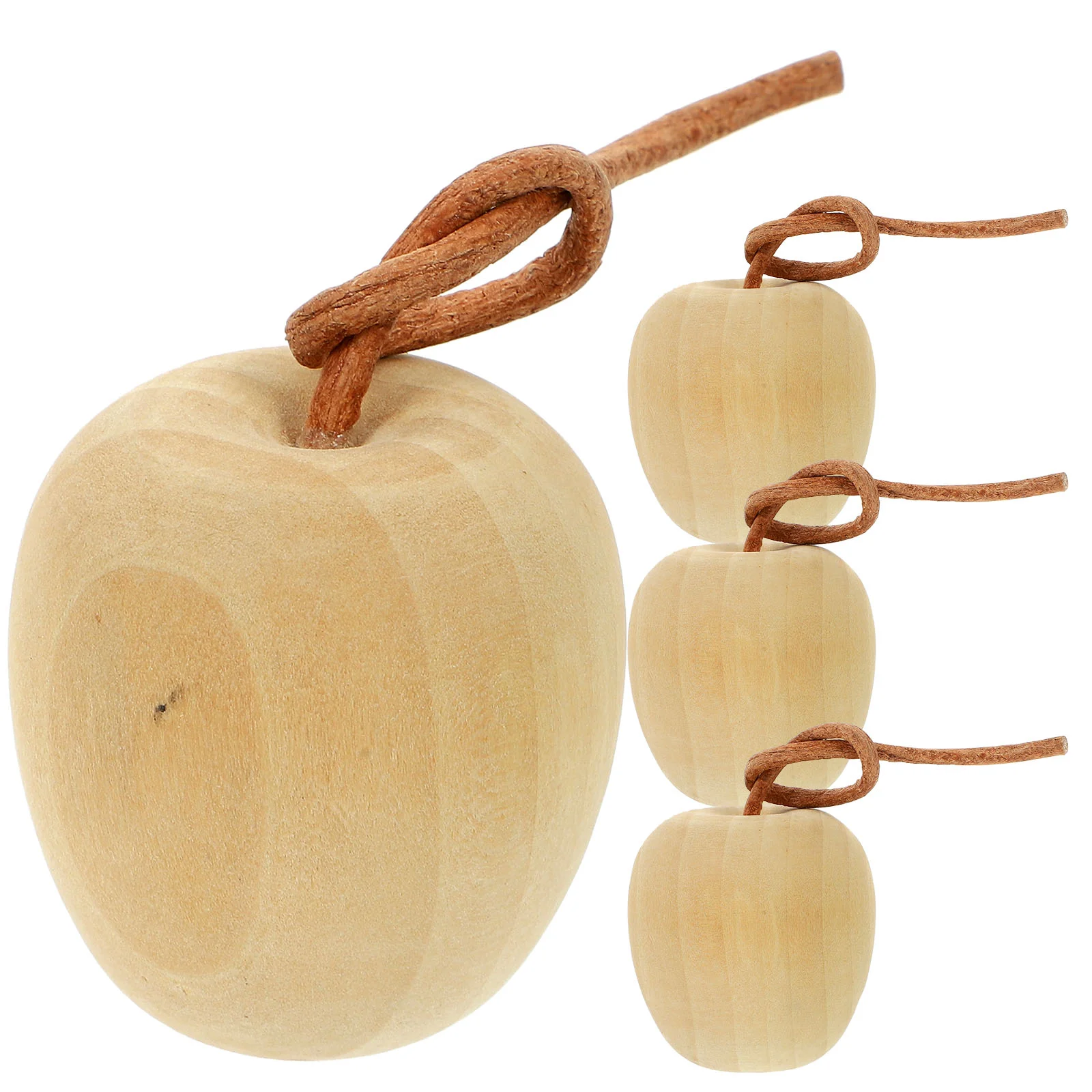 

4 Pcs DIY Simulated Fruit Ornament Wooden Fruits Crafts Blank Unpainted Apples Decorations