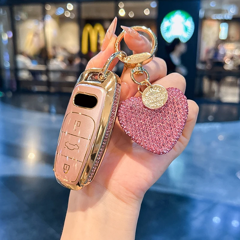 

For Audi A6L keycase A4L Q5L A3 Q3 Q2L A6 A5 Q7 A8 ttq4ethon keycover keyshell keychain shell buckle car key case