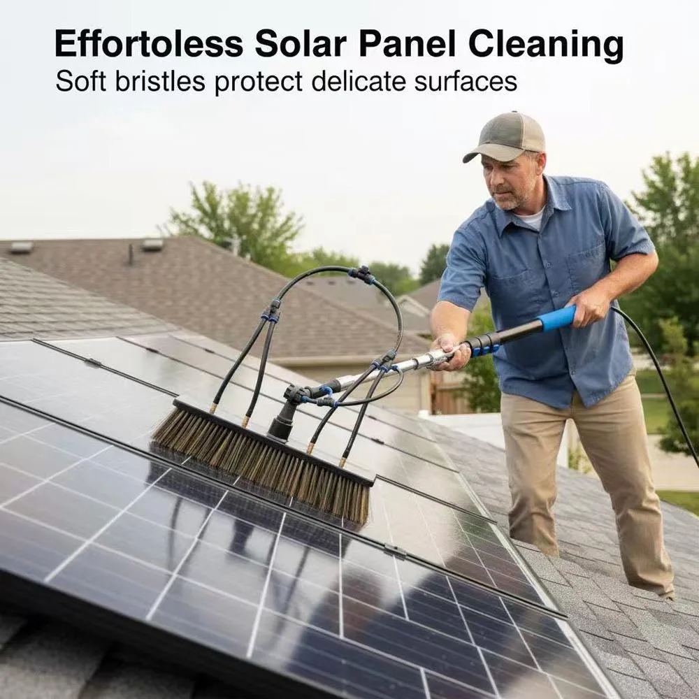 Solar Panel Cleaning Kit, Cleaning Brush for Photovoltaic Panel, Sunroom, Billboard, Roof, Exterior Wall Washing Tool