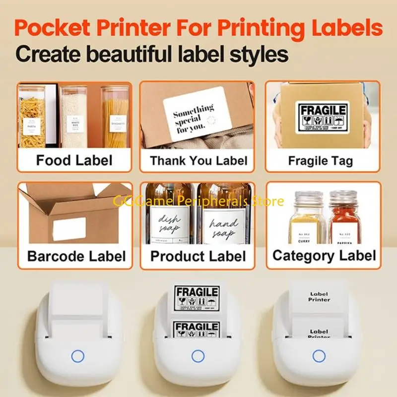 U55B Multifunction Cordless Printer for Labels Photos Receipts Bluetooth-compatible