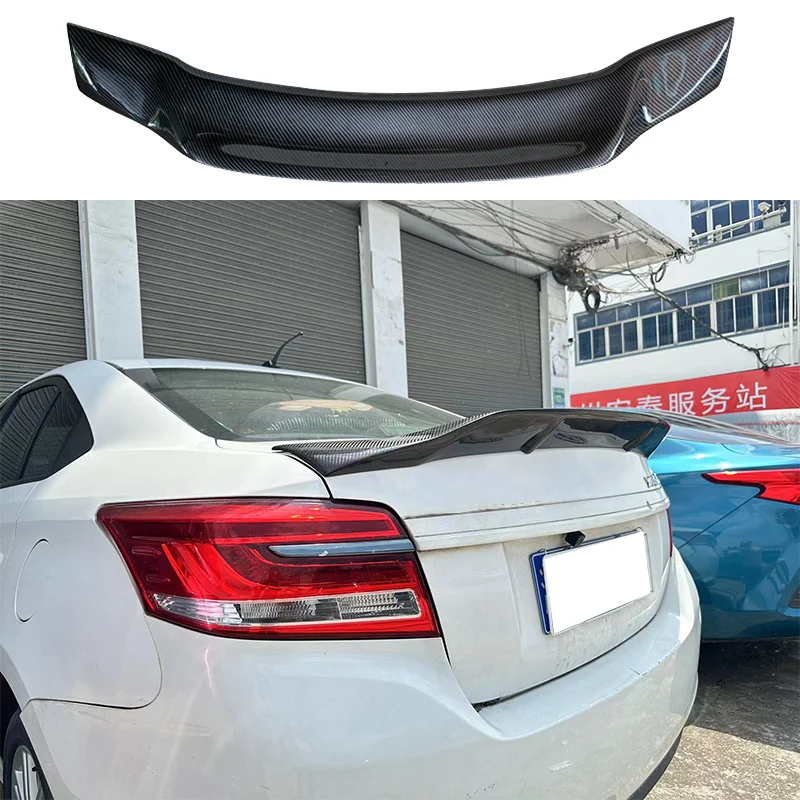 

For Toyota Vios 2014-2017 Yaris 100% Real Carbon Fiber Gloss Black High Quality Rear Spoiler Trunk Lid Diffuser JDM R Stylg