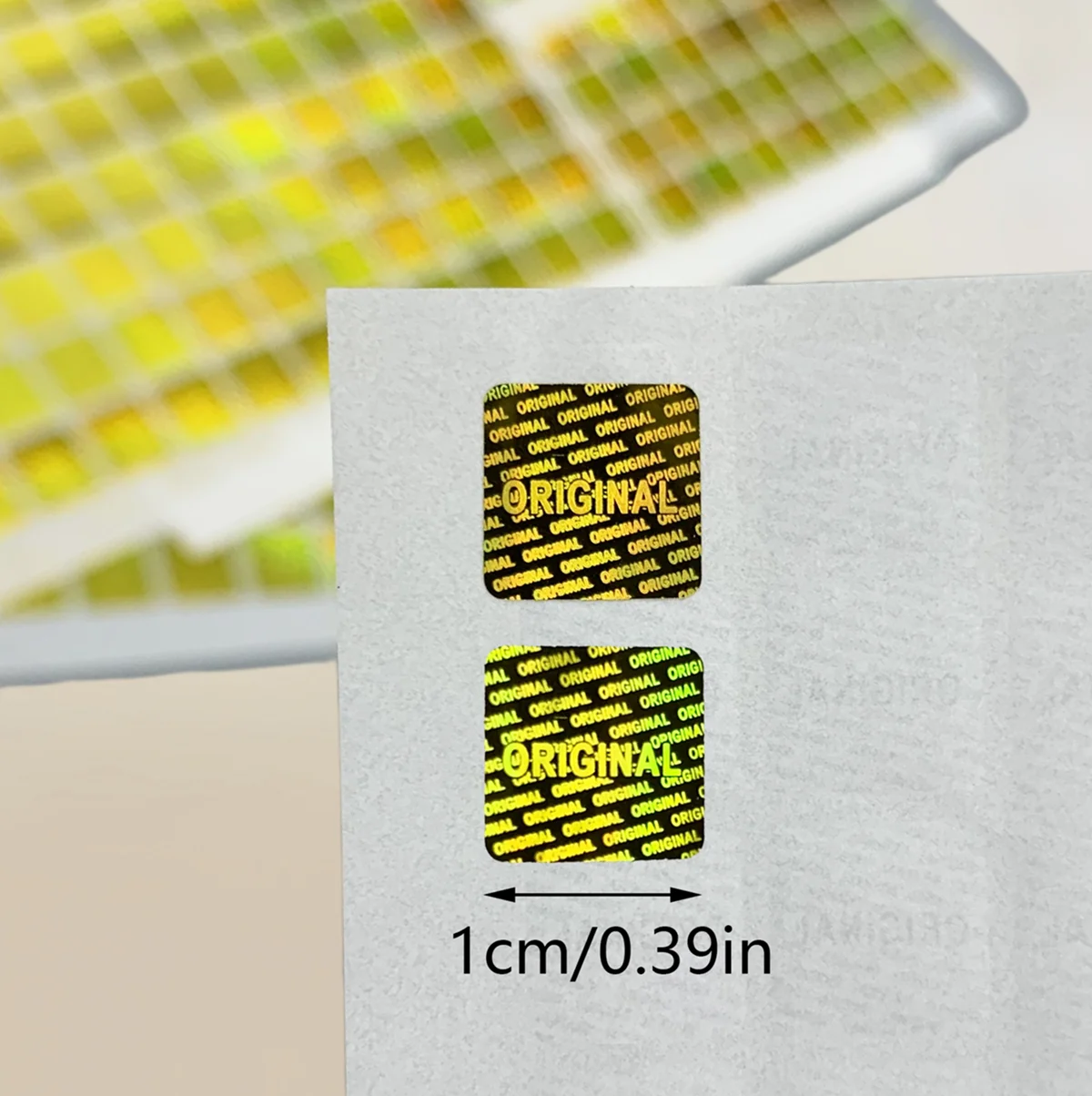 392pcs/980pcs One Time Use Tamper Evident Hologram Stickers, 10mm Square ORIGINAL Laser Holographic Sticker for Packaging