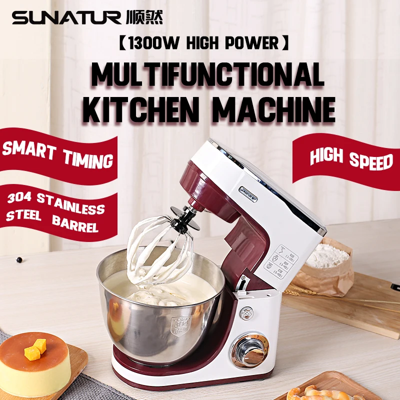 SUNATUR Electric Kitchen Blender Machine: Stand Mixer with Planetary Beater, Supports Dough Mixing,Processor for Home Appliances