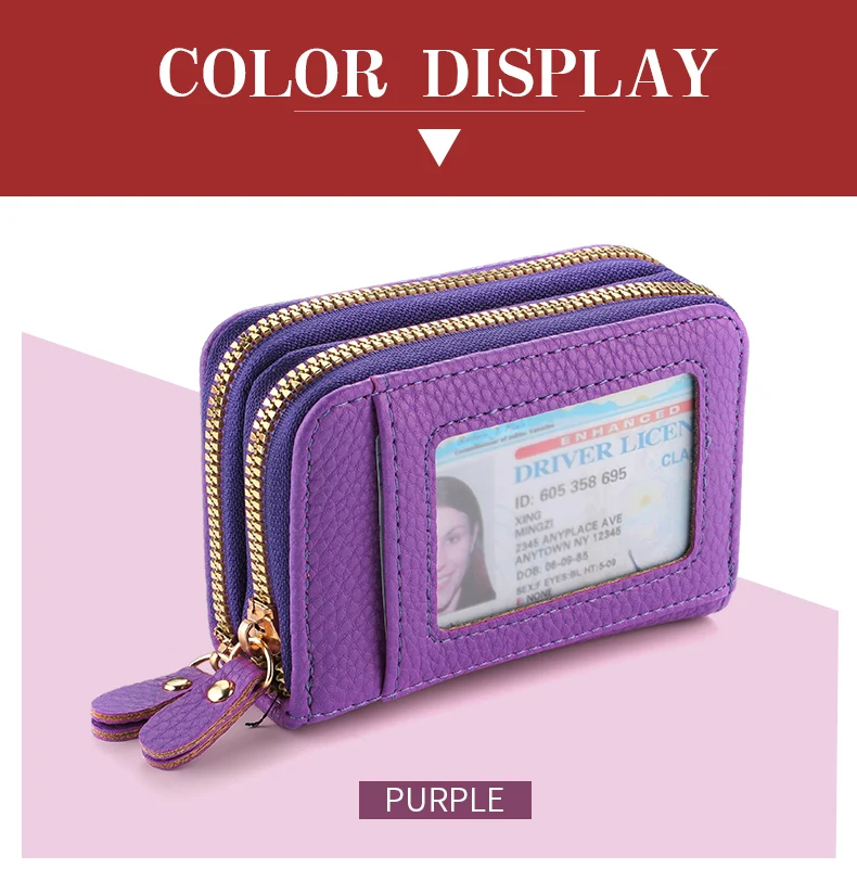 Multi Slot Halter Mode Brieftasche Weibliche Bank Karte ID Halter Weibliche PU Leder Schutz Fall Münze Zipper Brieftasche – Detail 6