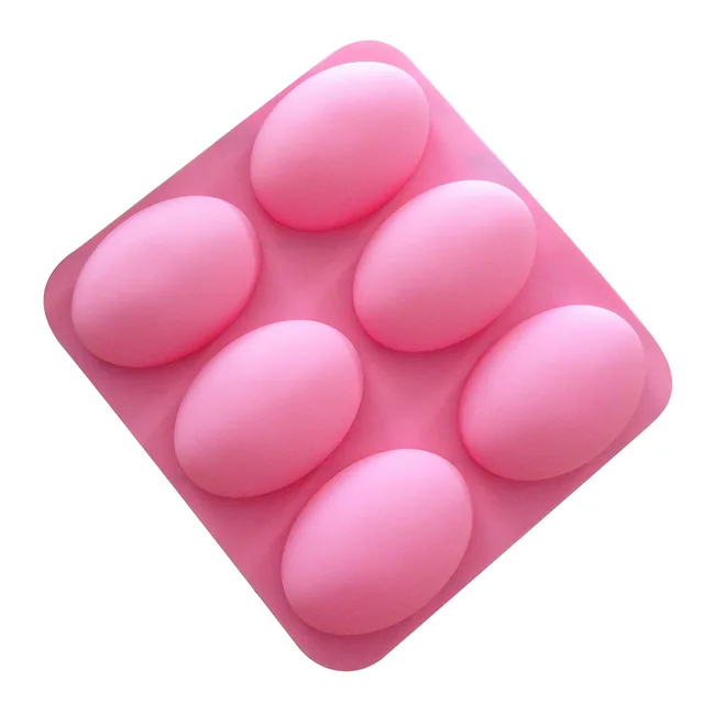 6 wgłębień Wielofunkcyjna owalna silikonowa forma do mydła do pieczenia ciast DIY Materiały do produkcji mydła Łatwe do wyjęcia z formy i czyszczenia