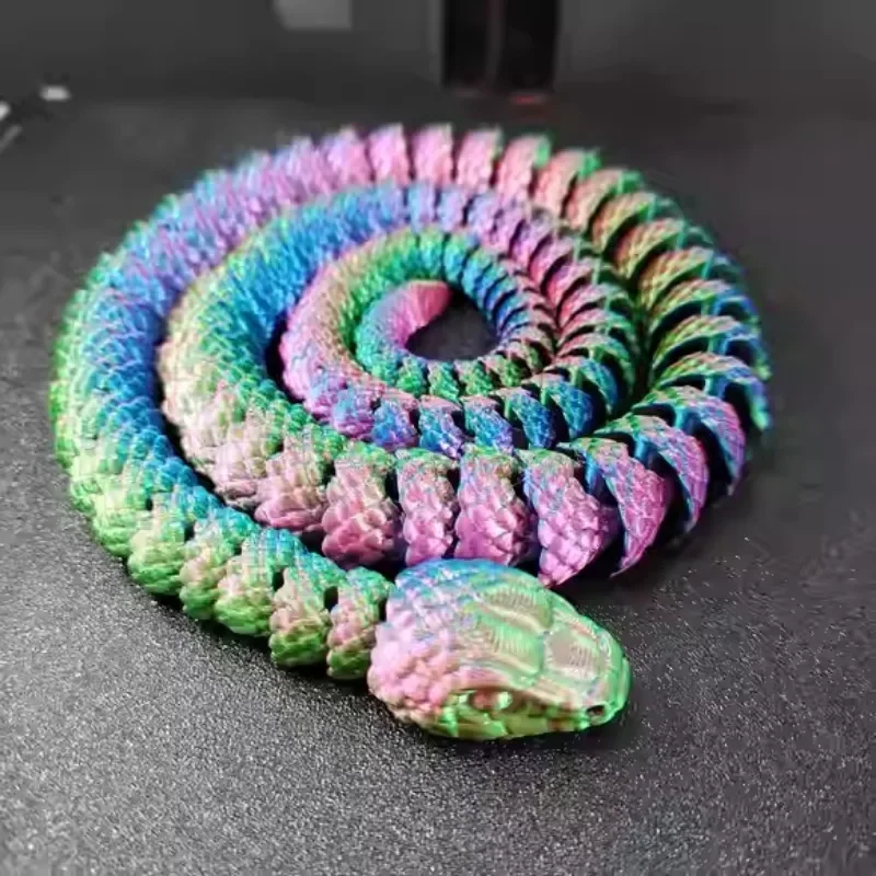 3D Printing Animal Toy Ornaments Movable Length 82cm Variable Simulation Snake Creative Toy Home Decor Silk Gradient Color