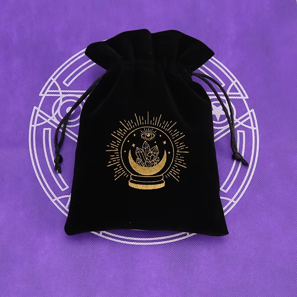 Velvet Drawstring Tarot Storage Bag with Embroidery Design