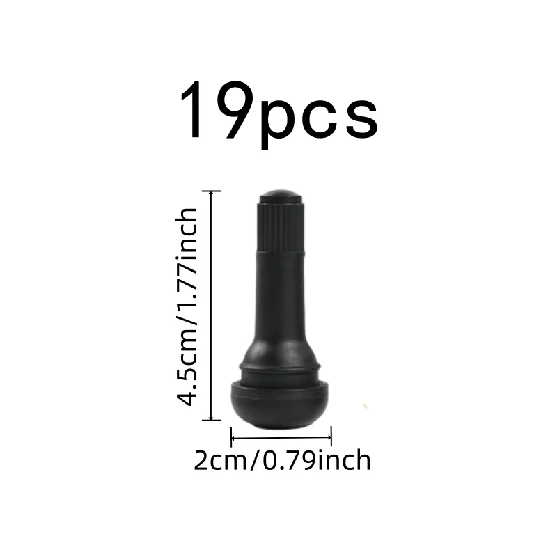 19 pcs Snap-in Tire Valves, Airtight Seal for Vacuum Tires, Black Rubber Body great for Motorcycle Tires