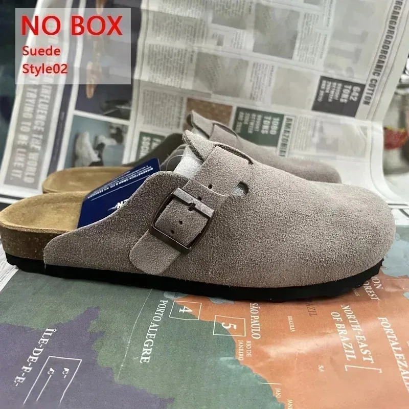 Sabots en daim style Boston pour femme, semelle en liège confortable, chaussures décontractées pour tous les jours