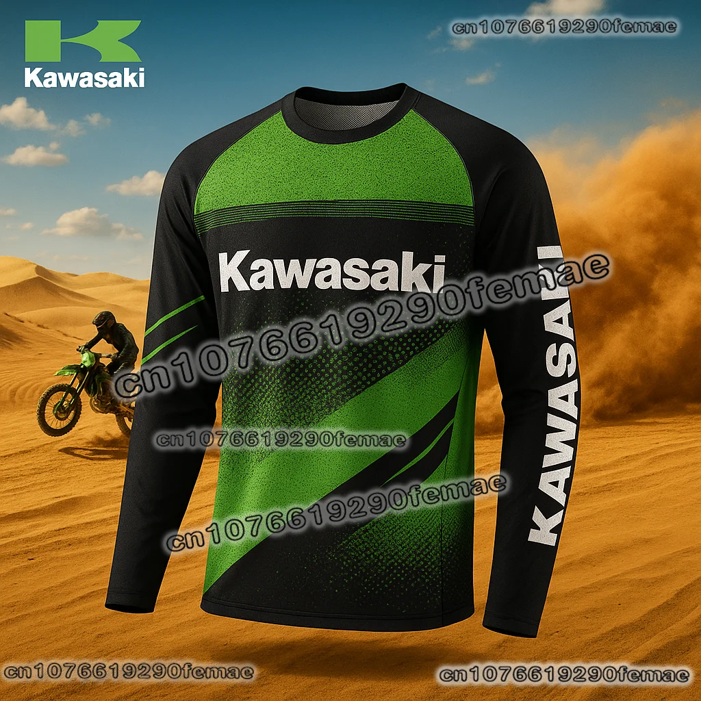 

Breathable Kawasaki Motocross Jersey Long Sleeve Quick Dry Shirt for Men Comfortable Riding Gear for Dirt Bike and Trail