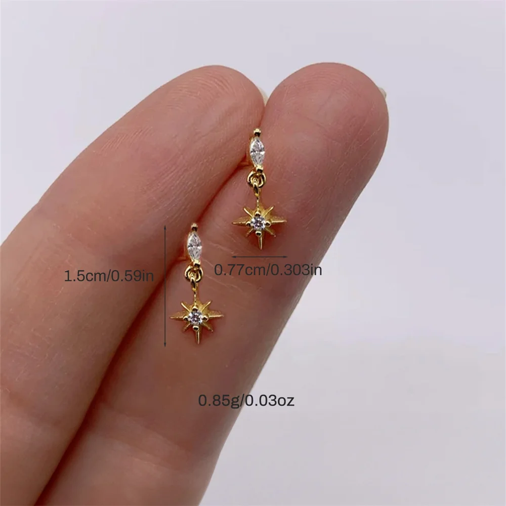 CANNER Eight Pointed Star Zircon 925 Sterling Silver Classic Drop Earrings For Women Ins Minimalism Horse Eye Earrings Jewelry