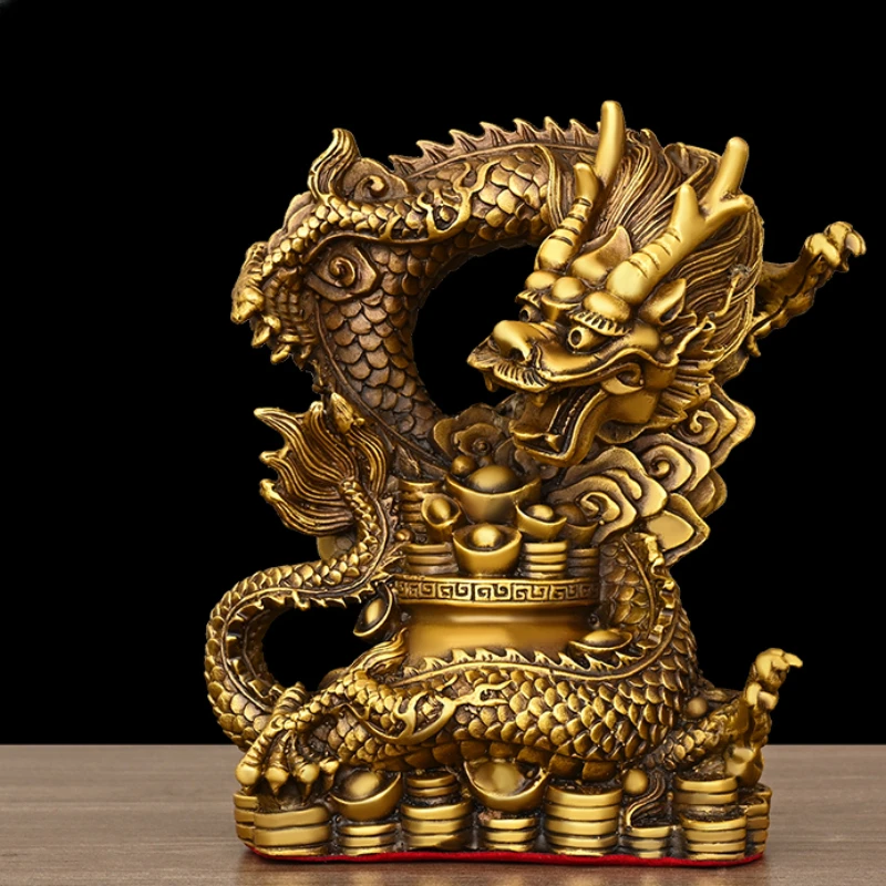 Copper dragon ornaments living room Home furnishings Feng Shui Crafts Animal modeling Housewarming gift Sculpture handicrafts