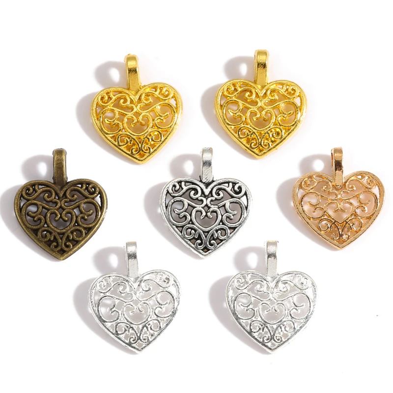 25 قطعة 5 اللون العتيقة الفضة اللون القلب Charms قلادة لصنع المجوهرات قلادة سوار ذاتي الصنع 18*14 مللي متر A83 #2