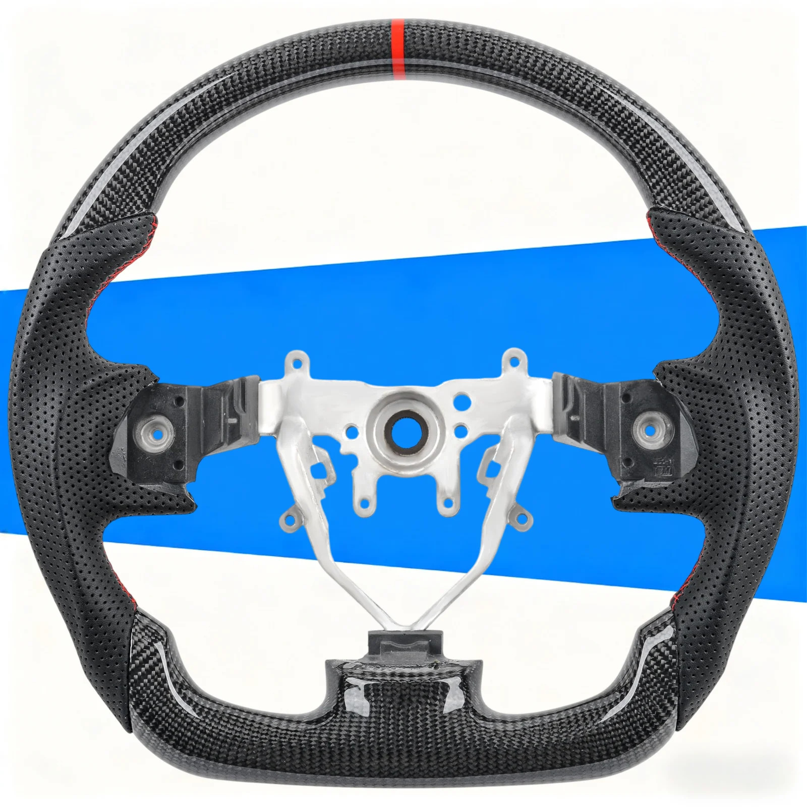 

Real Carbon Fiber Steering Wheel For Subaru WRX 2008-2014 Nappa Perforated Leather D-shape Racing Wheel Car Accessories