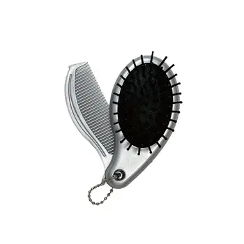 Cepillo de pelo plegable 3 en 1, peine con espejo, peine de masaje compacto y portátil para viajes con colgante de moda, herramienta esencial para peinar. 10 best sales Cepillo de pelo portátil - №6
