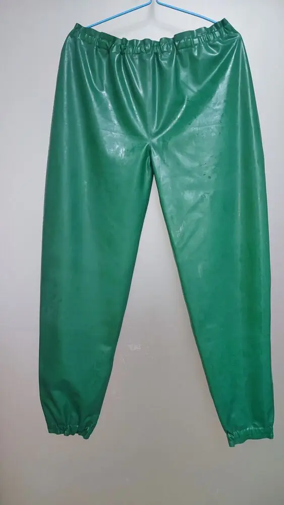 

Latex 100% Rubber Sports Pants Metallic Green Trousers Party Cosplay XS-XXL