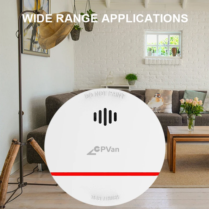CPVAN Rookmelder Alarm Wandmontage Rookwaarschuwing Home Security Brandveiligheidsuitrusting 85dB Geluid Rooksensor (geen batterij)