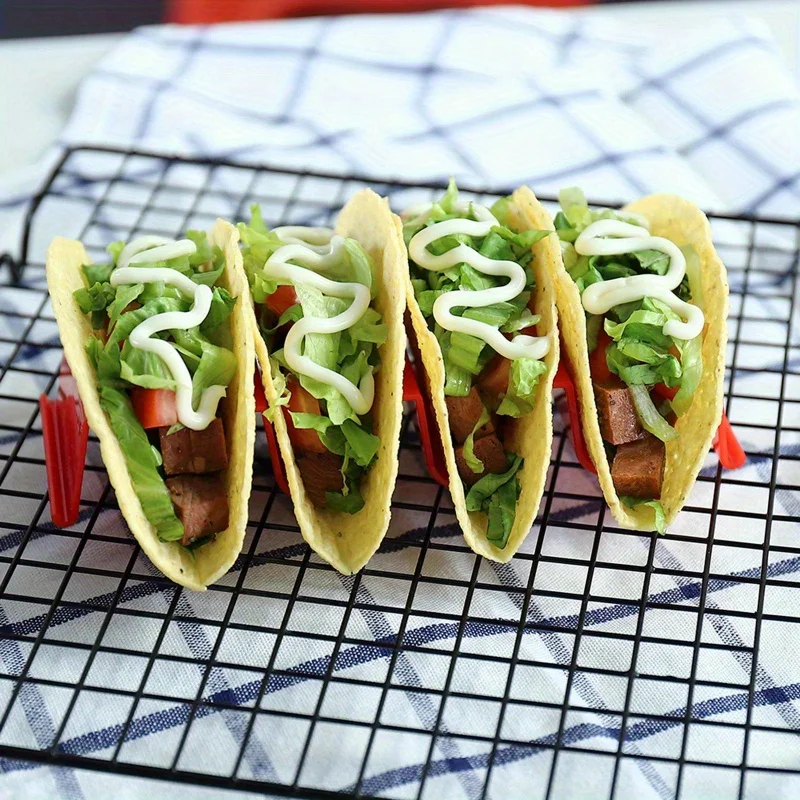 

Multi-Color Wavy Taco Holder Tray Mexican Barbecue Rack Burrito Holder
