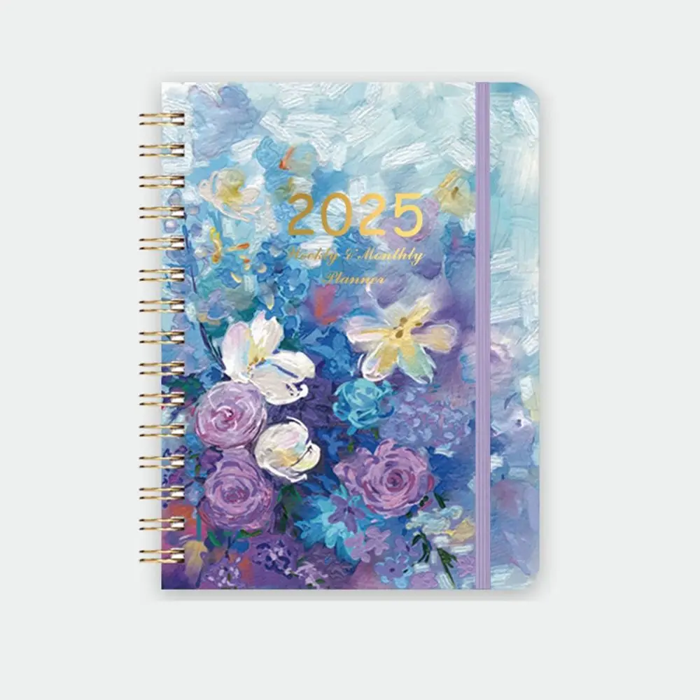

A5 Блокнот-планировщик на 2025 год, 140 страниц, цветочный блокнот на 365 дней, простой дизайн на резинке, бизнес-блокнот, школьный