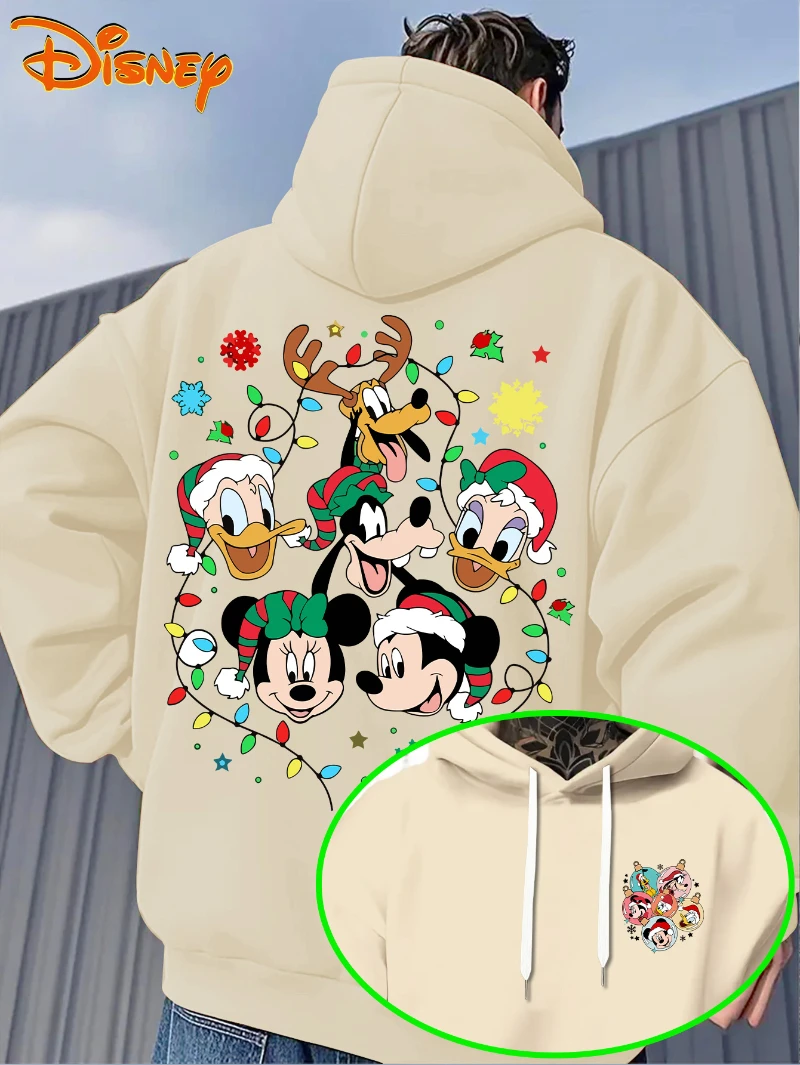 سويت شيرت رجالي بقلنسوة مع بلوفر بنمط كرتوني لعيد الميلاد، تصميم جيب أمامي، سويت شيرت بقلنسوة مناسب للارتداء الكاجوال #3