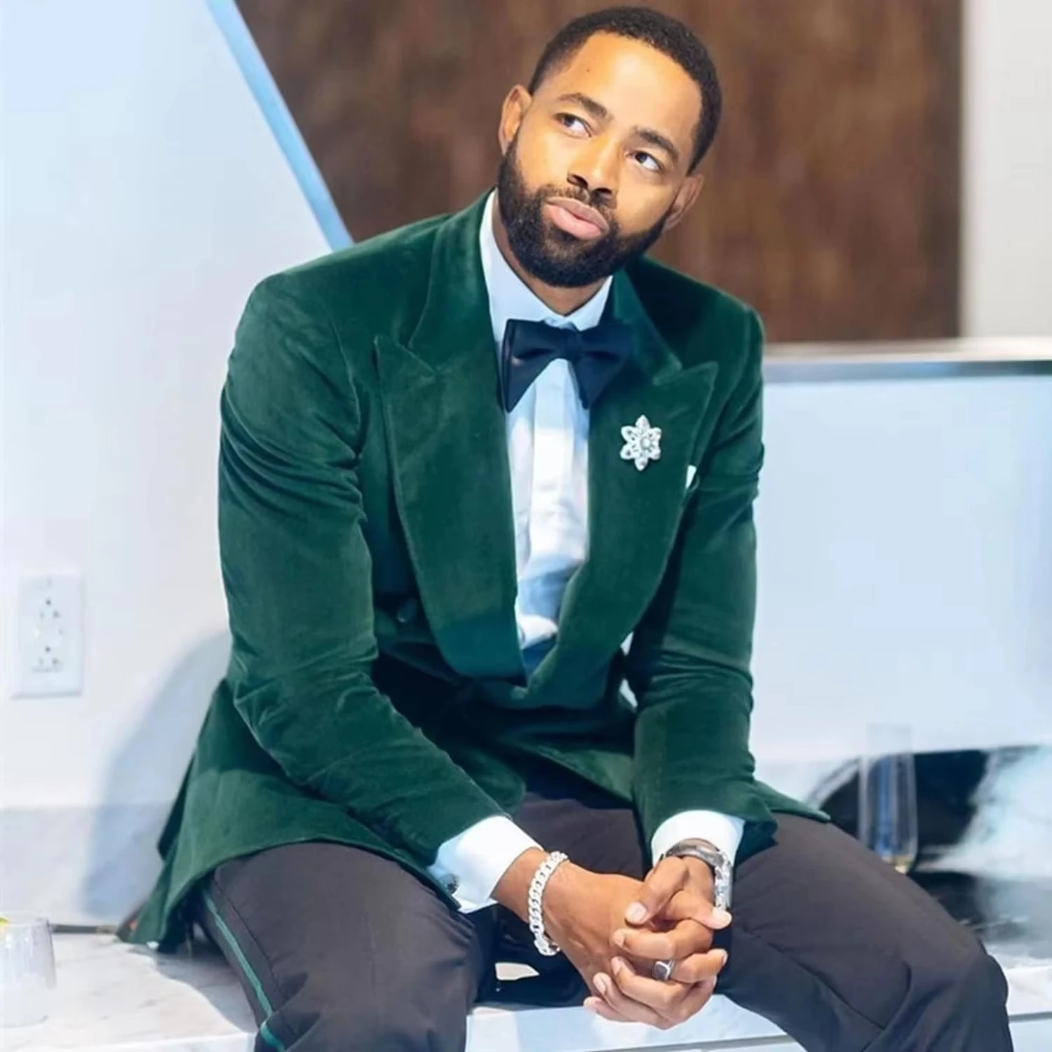 Customized Velvet Suit Jacket for Men Suit Slim Fit Prom Blazer for Wedding Party Formal Occasion Groom Plus Size Groomsman