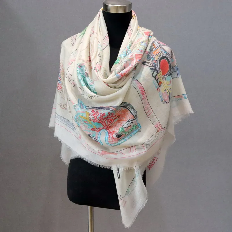 Bufanda de Pashmina de diseñador de lujo para mujer, con borlas chal de Cachemira, Foulard de invierno, 135CM, 135CM