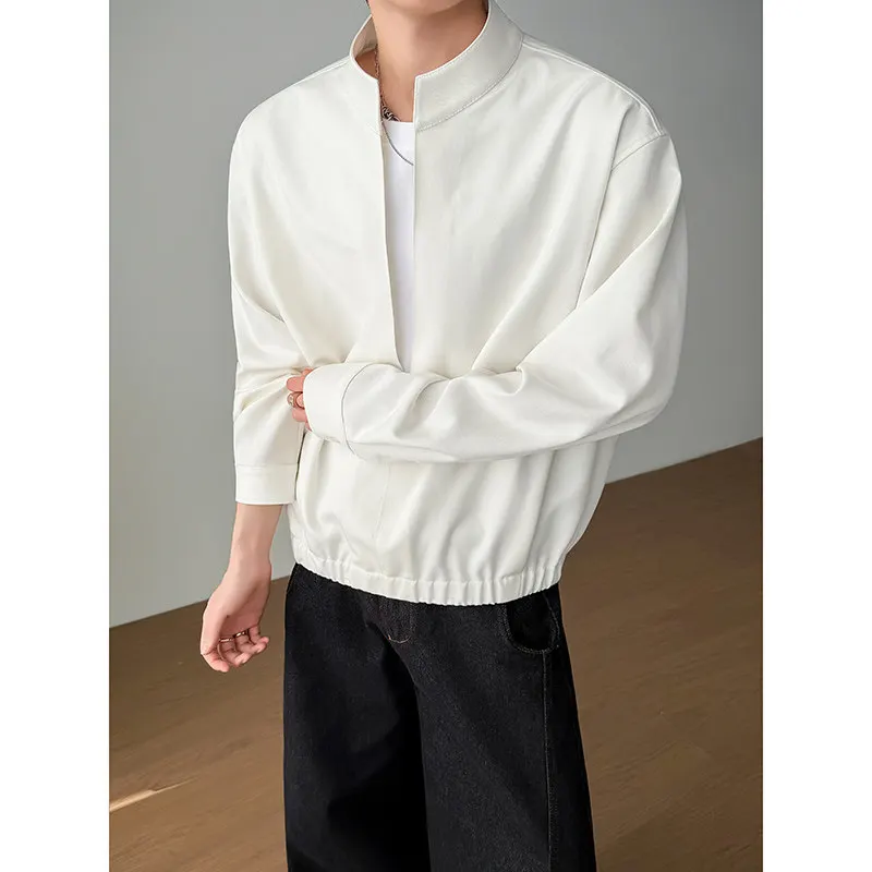 

Модные мужские весенние куртки-обманки (имитация двухслойности) в корейском стиле, элегантные, с воротником-стойкой, с длинным рукавом, повседневные, в стиле пуловера