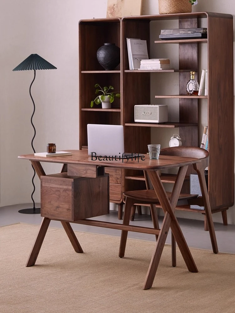 

*North American Black Walnut Desk Modern Simple All Solid Wood Desktop Table