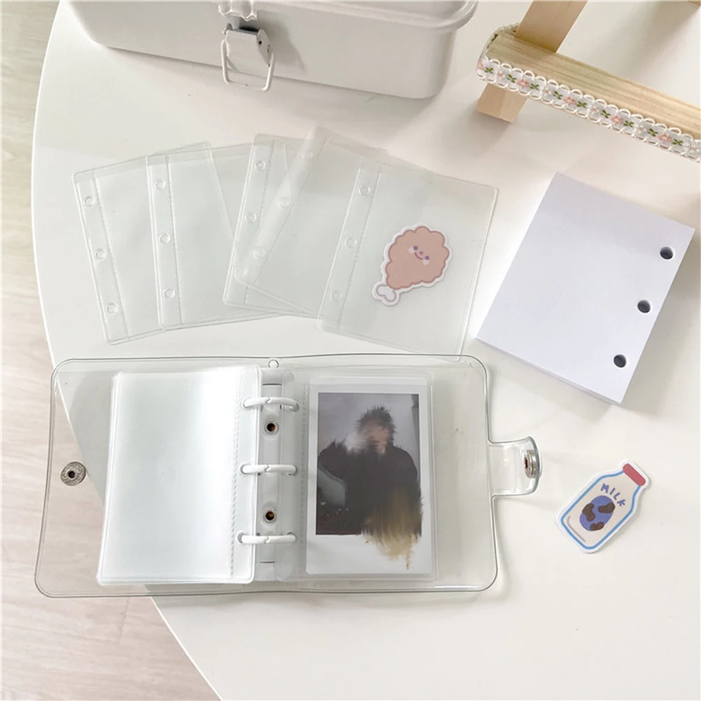 3 Ring Mini Pocket PVC Notebook Memo Pad Loose Leaf Ledger Binder ID Photo Portable Album Drawing Star Chasing Small Card Daily