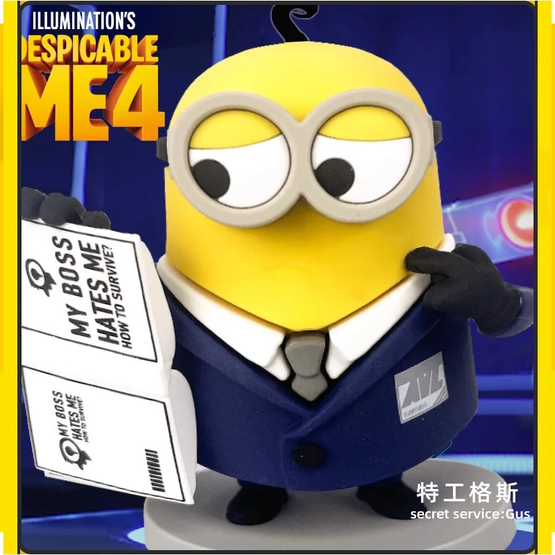 New Product Despicable Me 4 Minions Anime Figure Pit Crew Ron Carl Phil Secret Service Gus Dave Jerry Toy Statues Doll Kid Gift