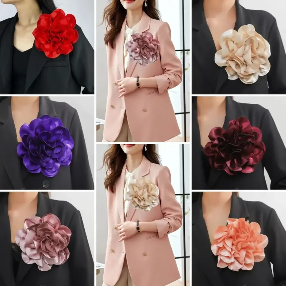 الأزياء 20CM بروش زهرة كبيرة الفرنسية شارة الساتان الزينة دبوس