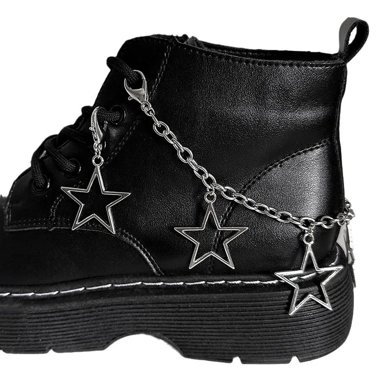 1pcs metal chain sneakers shoes lace charms hanging Accessories for martens boots shoe phone case heart Decorations unisex gifts