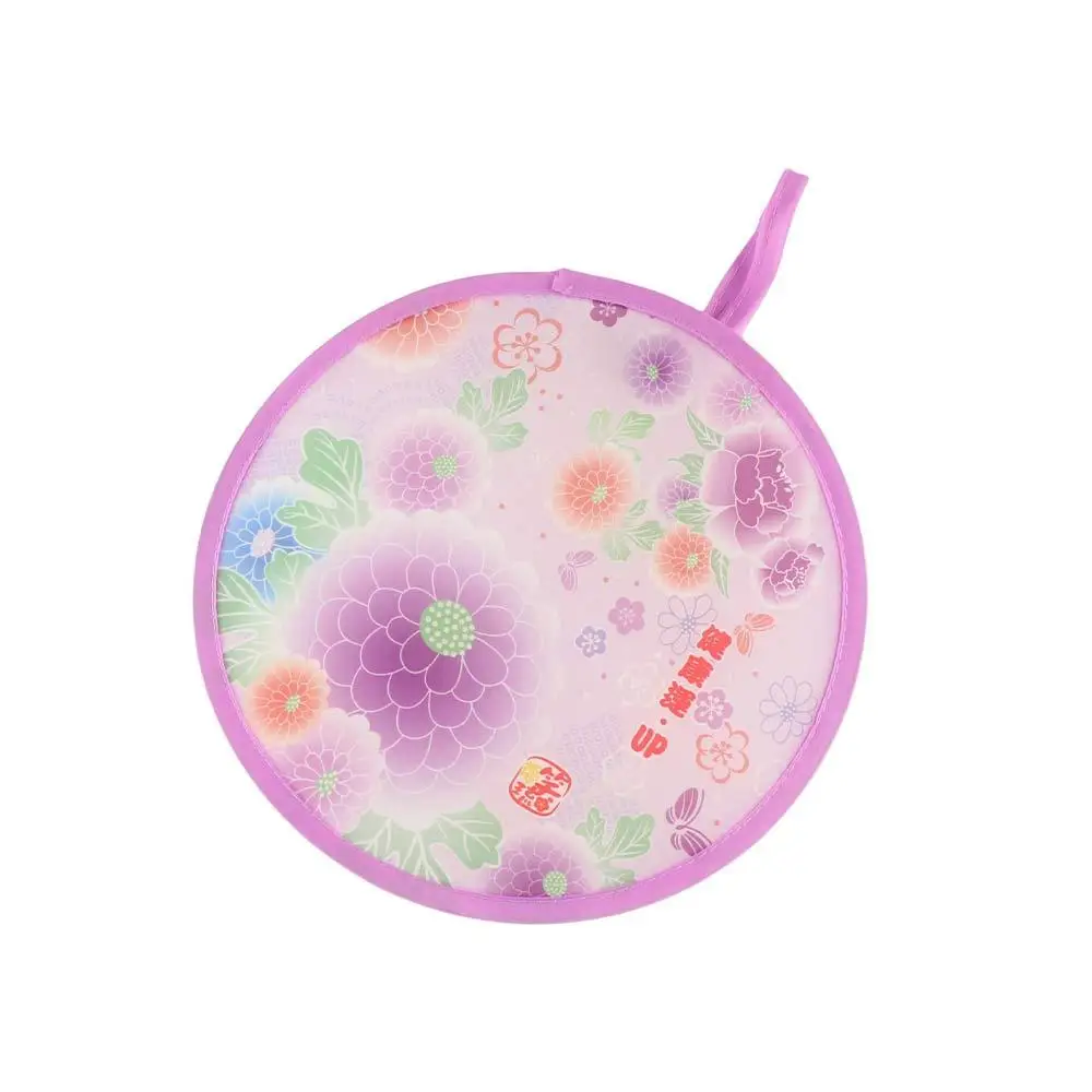 Mini Folding Fan Japanese Style Folding Flying Disk Polyester Random Color Circular Fan Round Memory Steel Wire Hand Fan Lawn