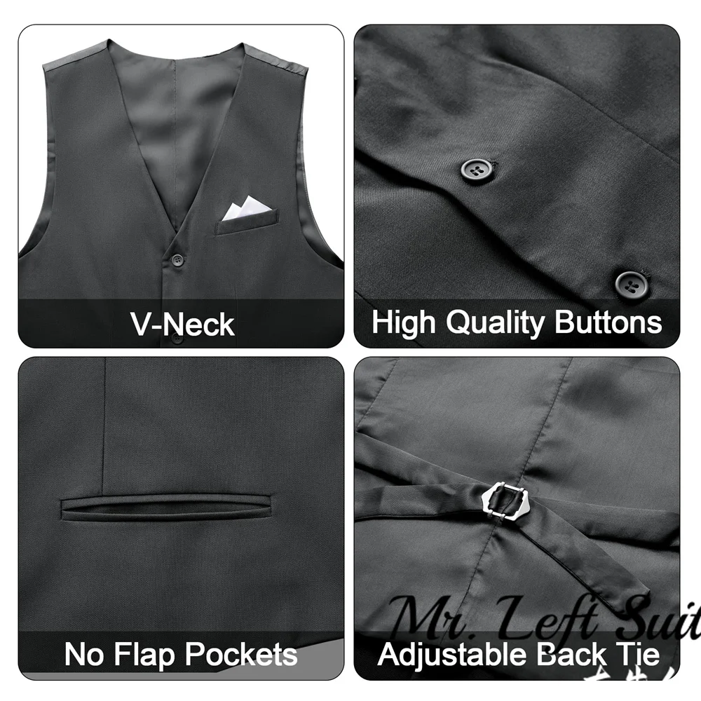 Mens 3 Piece Suits Slim Fit Tuxedo Suit Set Soild Prom Wedding Suits One Button Casual Blazer Vest Pants Set