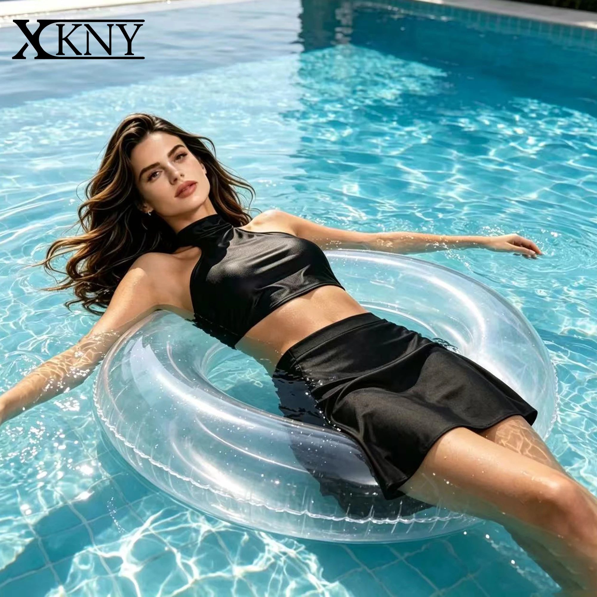 XClocKNYoung satin top oil shiny bottoming shirt sleeveless suspender vest satin versatile sports Yoga swimming underwear bra