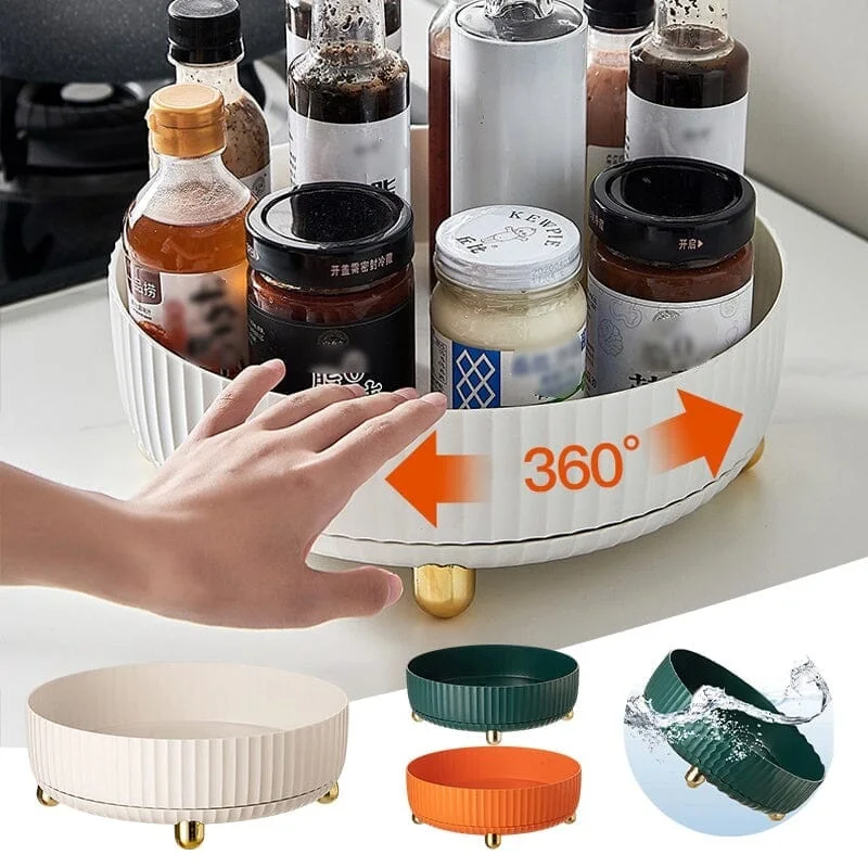 Turntable Cupboard Organizer Lazy Susan Organizer Multifunction Rotating Spice Storage Rack for Kitchen Storage Condiment Holder