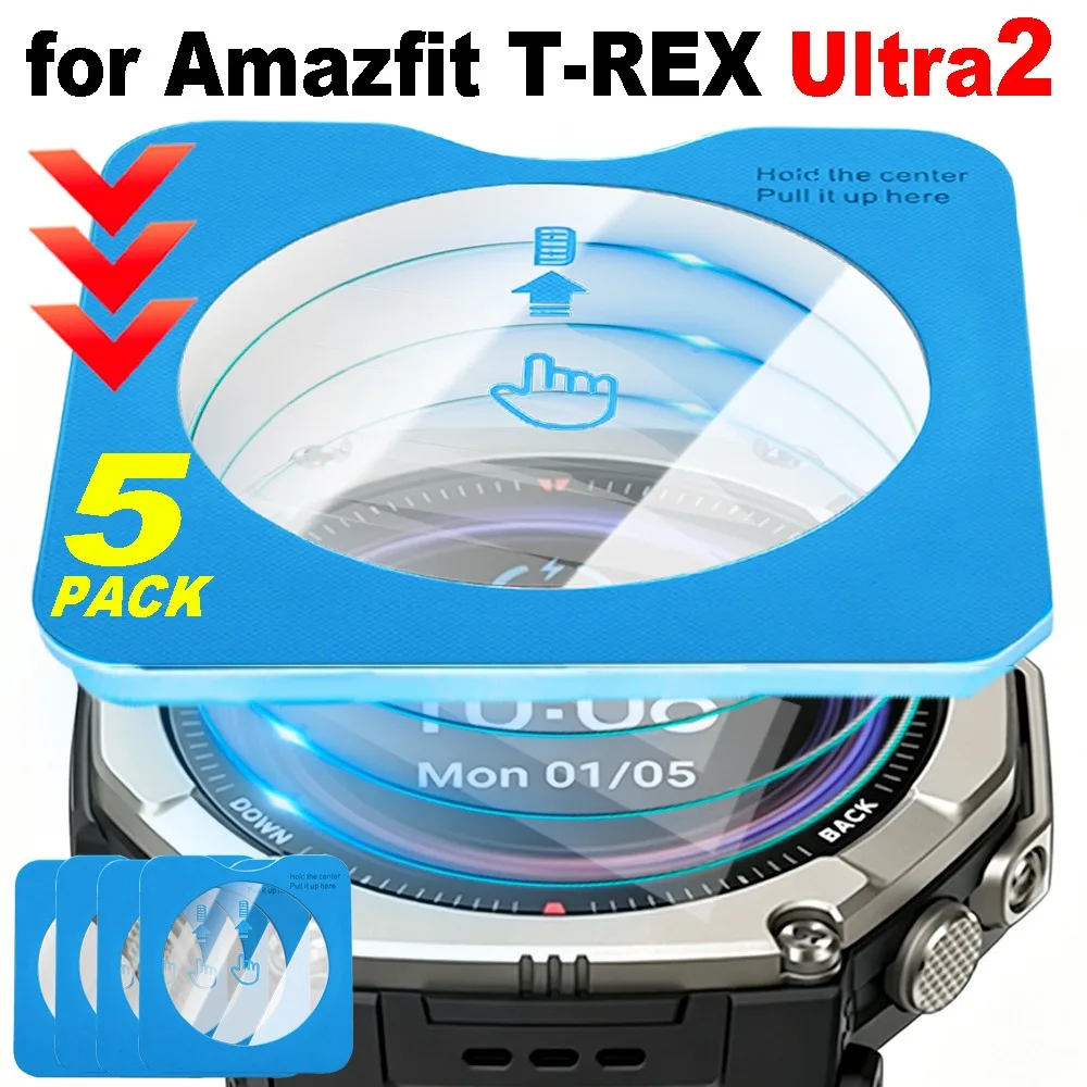 

1-5 шт. простые в установке защитные пленки для смарт-часов Amazfit T-REX Ultra 2 HD, пленка из закаленного стекла для TRex Ultra2, аксессуары