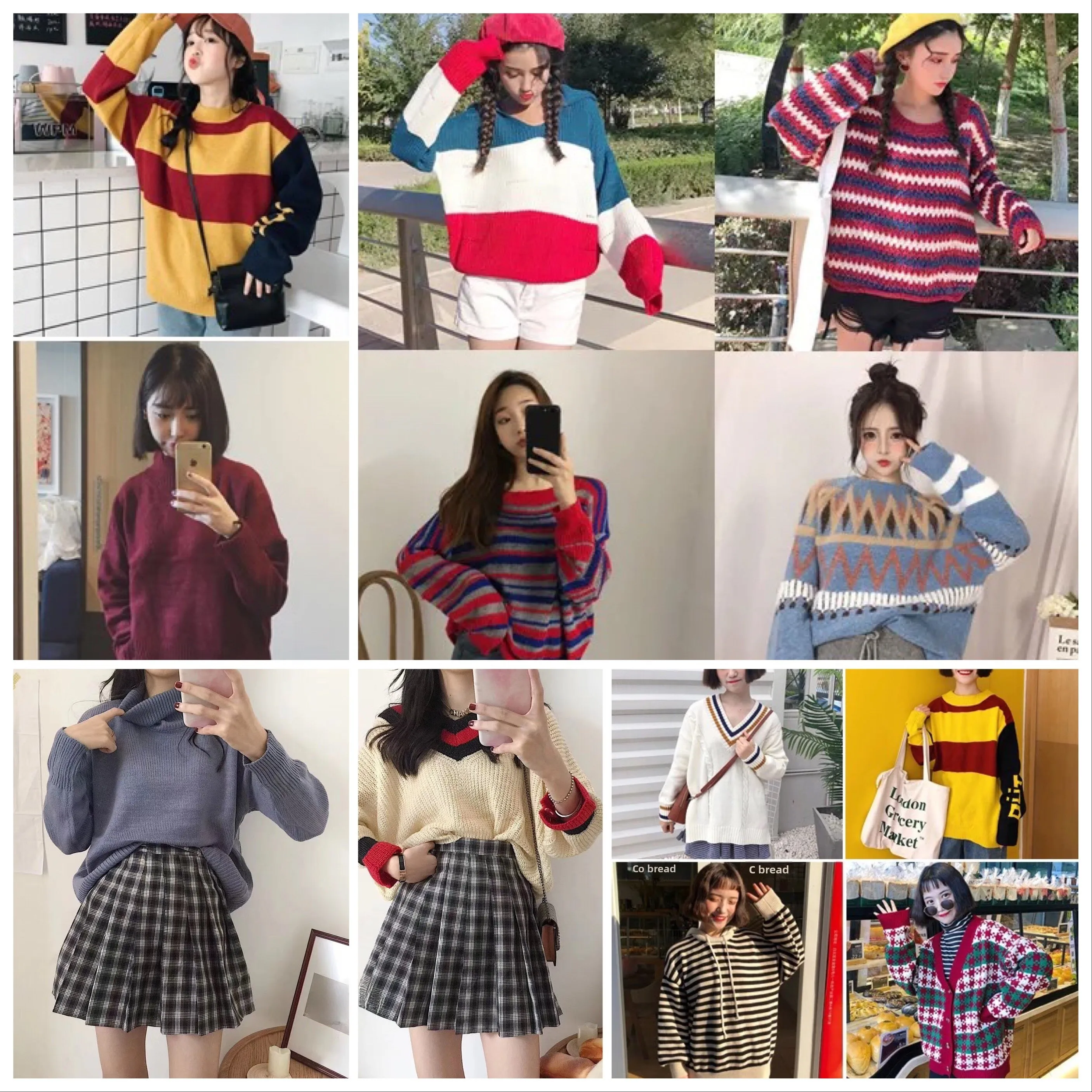 

Свободный женский вязаный свитер для осени и зимы, модный теплый утолщенный свитер с длинными рукавами и круглым вырезом для уличной торговли и ночных рынков