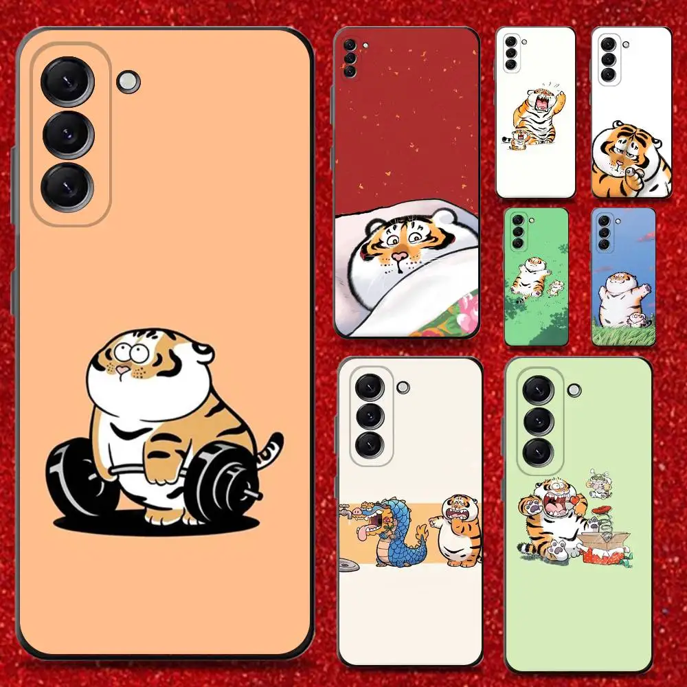 

Fat Tiger Phone Case For Samsung Galaxy A13,A21s,A22,A31,A32,A52,A53,A71,A80,Soft Black Shell