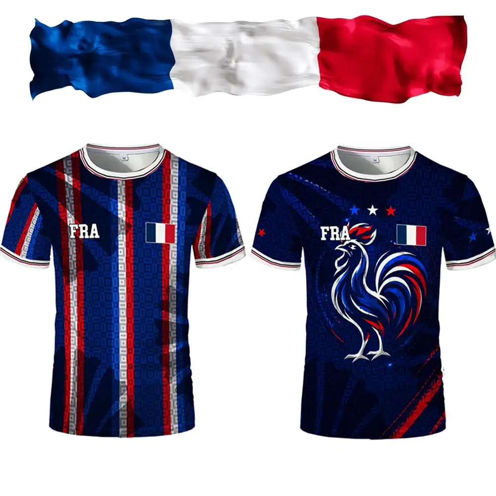 Nova Camisa de Treino de Futebol Unissex com Estampa 3D da Bandeira da França 2026, Respirável e de Secagem Rápida para Esportes de Verão