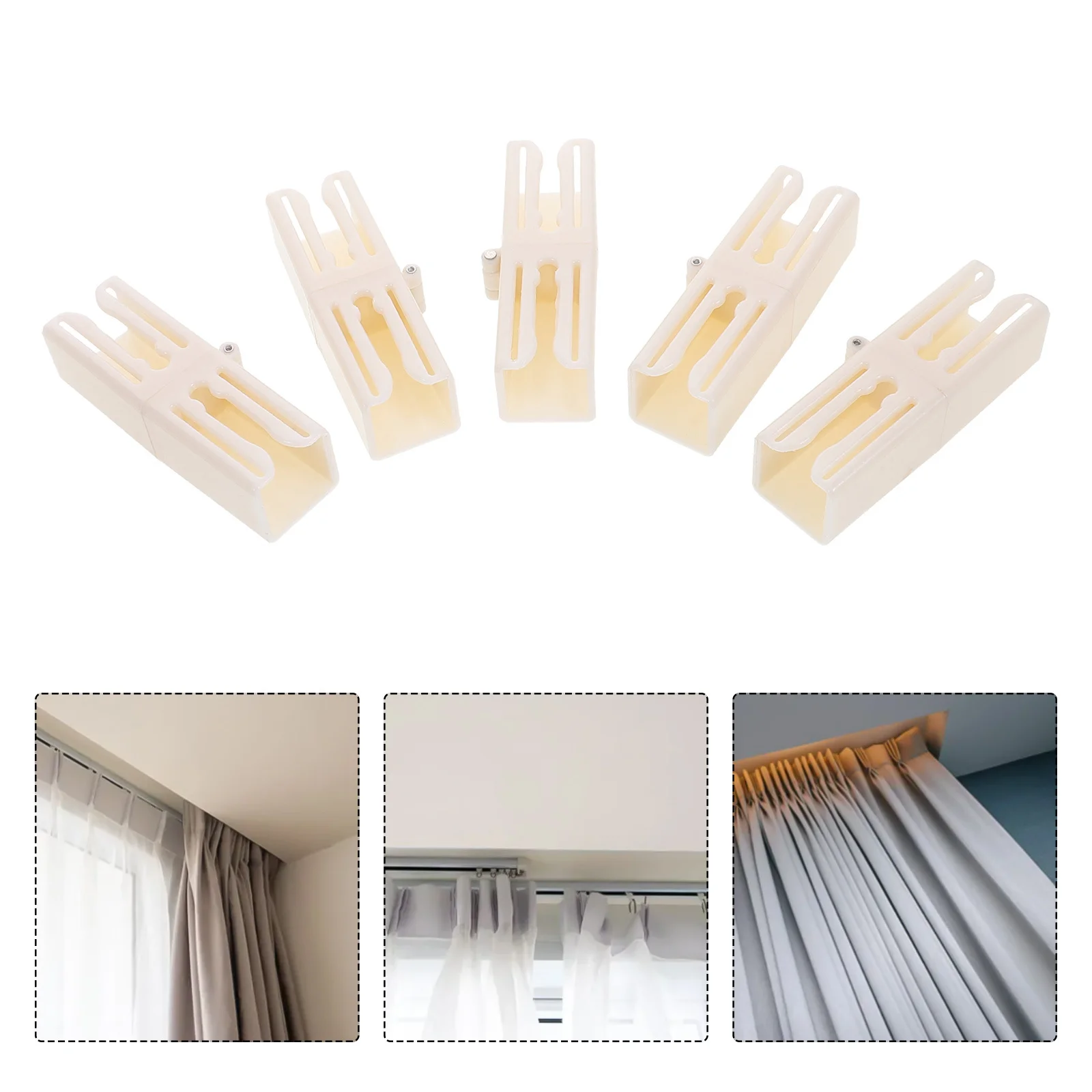 10 قطعة موصلات مسار الستار قابلة للطي موفرة للمساحة سهلة التركيب موصل السكك الحديدية البلاستيكية لأنظمة نافذة السقف المنزلية