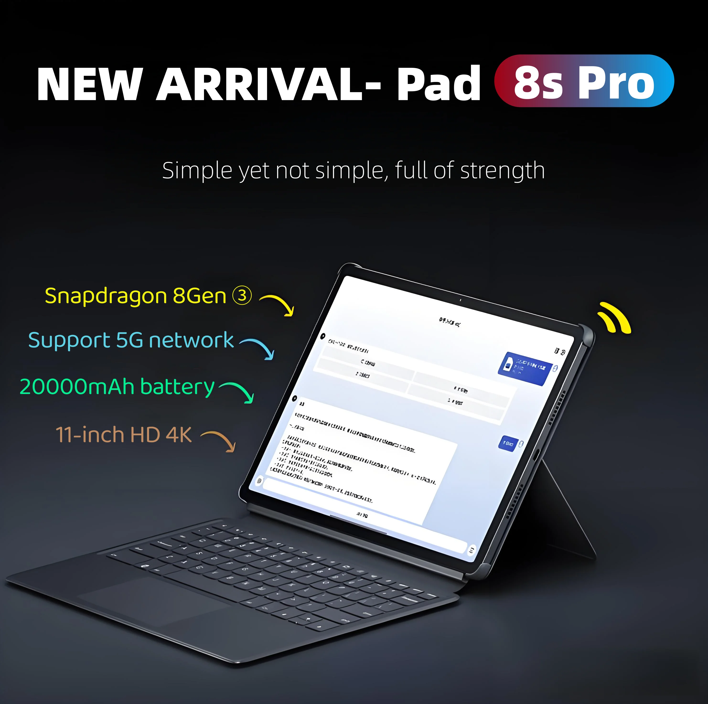 yZ[zV^Pad 8s ProA^ubgPC mi Android14 Snapdragon 8Gen3 11C` \tgCgXN[ WiFi GPS WPS 5G PC fASIM WIFI