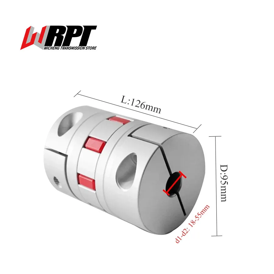 Plum Blossom Coupling Star Screw Encoder Elastic High Torque Coupling Servo Motor Aluminum Coupling XB-95X126