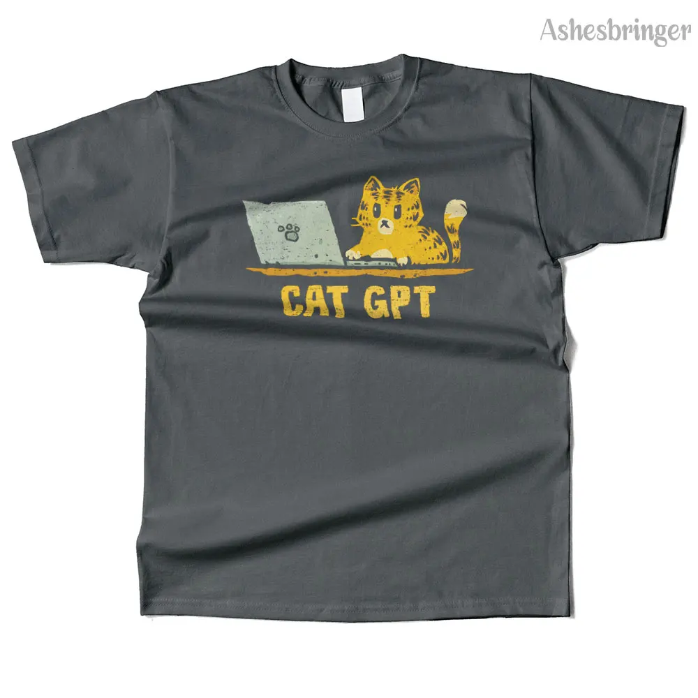Mens Cotton Cat GPT Graphic High Quality T Shirt Street Casual Style Tee for Men and Women