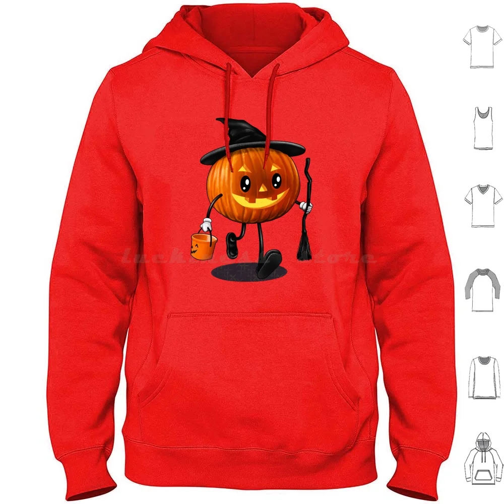 Jack O Treat Hoodie Cotton Long Sleeve Halloween Jack O Lantern Lantern Trick Or Treat Candies Pumpkin